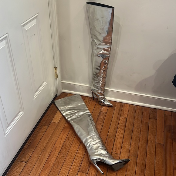 glitter balenciaga thigh high boots